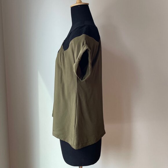 Myne Short Sleeve Silk Top with Mesh Details - Picture 2 of 13